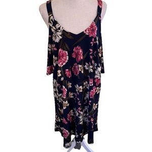 Watermelon Tropical Floral Sleeveless Jersey Knit Dress L